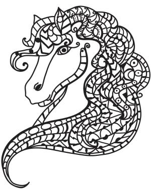 Zentangle boyama sayfası,  coloring page, At zentangle, 