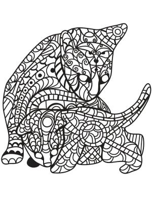 Zentangle boyama sayfası,  coloring page, Kediler zentangle, 