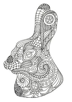 Zentangle boyama sayfası,  coloring page, Tavşan zentangle, 