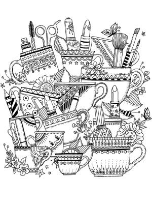 Zentangle boyama sayfası,  coloring page, Bardaklar zentangle, 