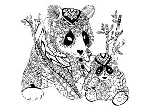 Zentangle boyama sayfası,  coloring page, Panda zentangle, 