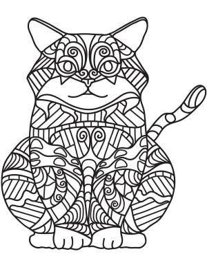 Zentangle boyama sayfası,  coloring page, Kedi zentangle, 