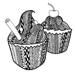 Zentangle boyama sayfası,  coloring page, kekler zentangle, 