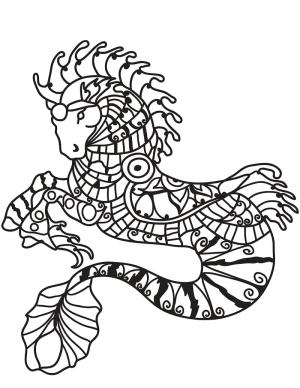 Zentangle boyama sayfası,  coloring page, Denizatı zentangle, 