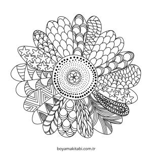 Zentangle boyama sayfası – el becerilerini geliştirir, boyama çalışması