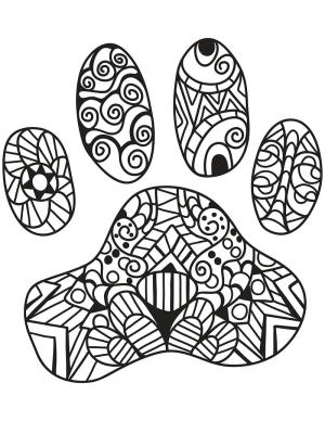 Zentangle boyama sayfası,  coloring page, Kedi pençesi zentangle, 