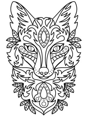 Zentangle boyama sayfası,  coloring page, Tilki zentangle, 