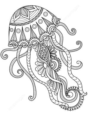 Zentangle boyama sayfası,  coloring page, Denizanası zentangle resmi, 