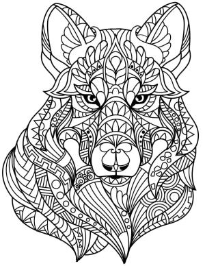 Zentangle boyama sayfası,  coloring page, Zentangle kurt, 