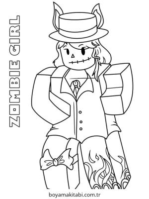 Zombi boyama sayfası – çizgi film temalı, basit çizim