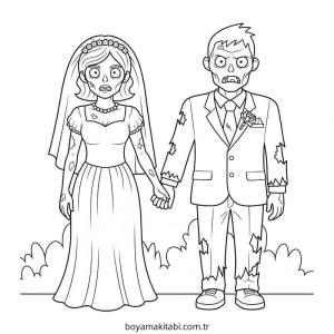 Zombi boyama sayfası – PDF indir, sevimli karakter