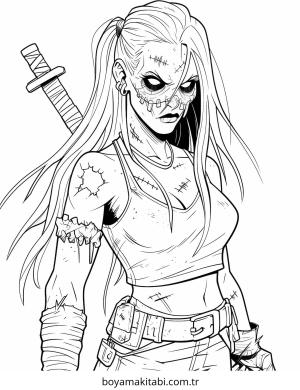 Zombi boyama sayfası – el becerilerini geliştirir, boyama çalışması