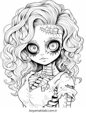 Zombi boyama sayfası – renkli çizimler, okul öncesi