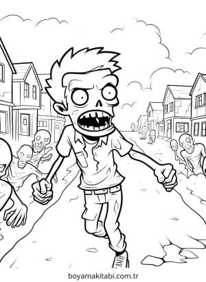 Zombi boyama sayfası – basit çizim, kolay boyama