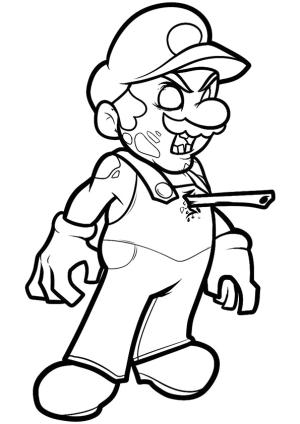 Zombi boyama sayfası,  coloring page, Zombie Mario, 