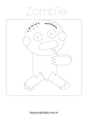 Zombi boyama sayfası – kolay boyama, eğitici aktivite