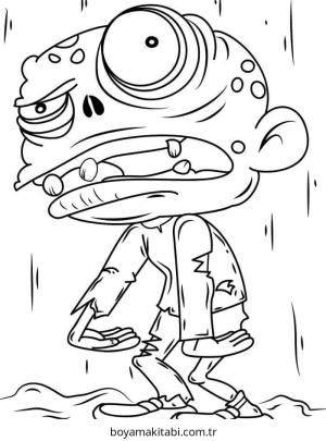 Zombi boyama sayfası – çizgi film temalı, basit çizim