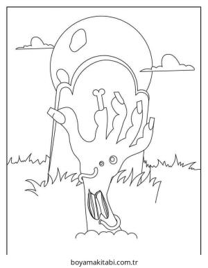 Zombi boyama sayfası – basit çizim, kolay boyama