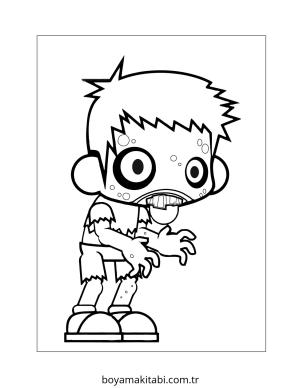 Zombi boyama sayfası – çocuk aktivitesi, PDF indir