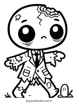 Zombi boyama sayfası – renkli çizimler, okul öncesi