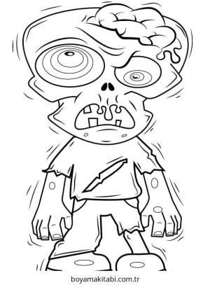Zombi boyama sayfası – sevimli karakter, sanatsal çalışma