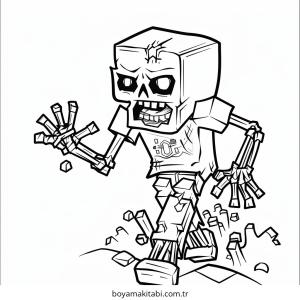 Zombi boyama sayfası – sevimli karakter, sanatsal çalışma