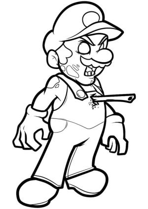 Zombi boyama sayfası,  coloring page, Mario Zombi, 