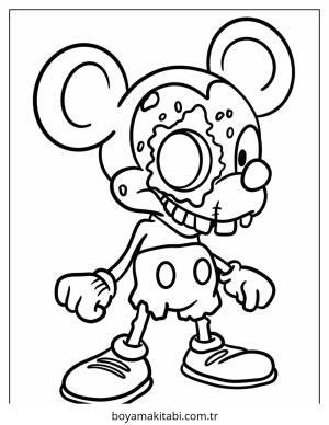 Zombi boyama sayfası – çizgi film temalı, basit çizim