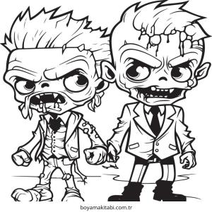 Zombi boyama sayfası – çocuklar için, çizgi film temalı