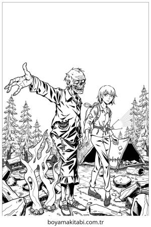 Zombi boyama sayfası – sanatsal çalışma, çocuklar için