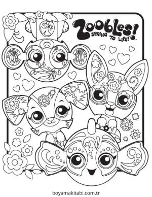 Zoobles boyama sayfası – çizgi film temalı, basit çizim
