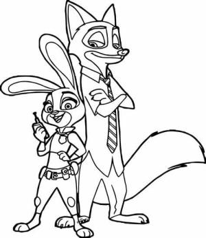 Zootropolis boyama sayfası,  coloring page, Judy ve Nick, 