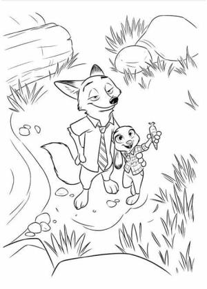 Zootropolis boyama sayfası,  coloring page, Nick ve Judy Resmini Yazdır, 