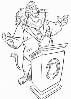 Zootropolis boyama sayfası,  coloring page, Aslan Yürekli Resim, 