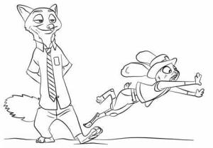 Zootropolis boyama sayfası,  coloring page, Nick ve Judy Görüntü Anahat, 