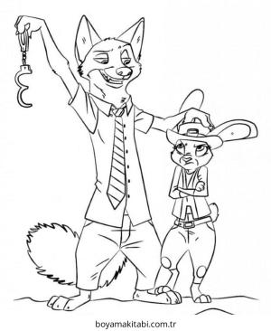 Zootropolis boyama sayfası – basit çizim, kolay boyama