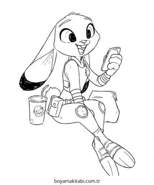 Zootropolis boyama sayfası – çizgi film temalı, basit çizim