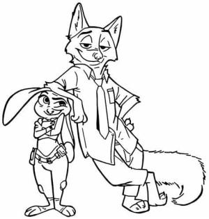 Zootropolis boyama sayfası,  coloring page, Ücretsiz Nick ve Judy Resim, 