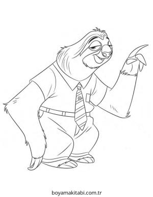 Zootropolis boyama sayfası – çizgi film temalı, basit çizim