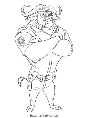 Zootropolis boyama sayfası – basit çizim, kolay boyama