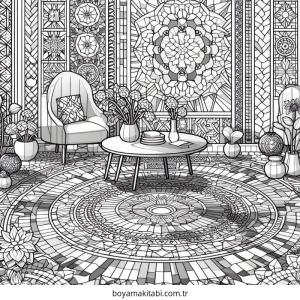 Zor boyama sayfası – sevimli karakter, sanatsal çalışma