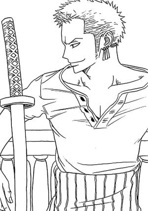 Roronoa Zoro boyama sayfası,  coloring page, Sevgili Zoro Gülümseyerek, 