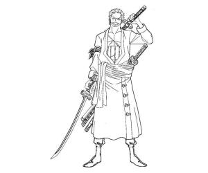 Roronoa Zoro boyama sayfası,  coloring page, Zoro İki Silah Tutuyor, 