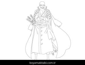 Roronoa Zoro boyama sayfası – sevimli karakter, sanatsal çalışma