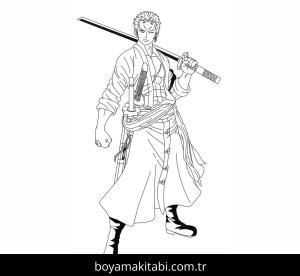 Roronoa Zoro boyama sayfası – eğitici aktivite, yaratıcılık
