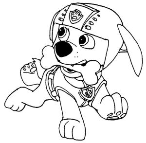 Zuma Paw Patrol boyama sayfası,  coloring page, Zuma ve bir kemik, 