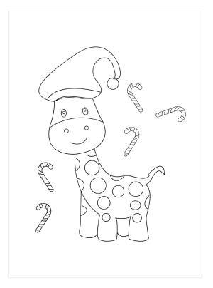 Zürafa boyama sayfası, Giraffes coloring page, Noel’de Zürafa, 