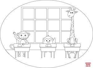 Zürafa boyama sayfası, Giraffes coloring page, , giraffes animals at school 