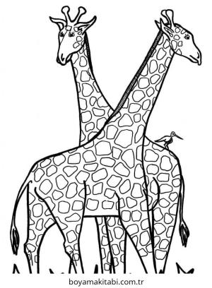 Zürafa boyama sayfası – PDF indir, sevimli karakter
