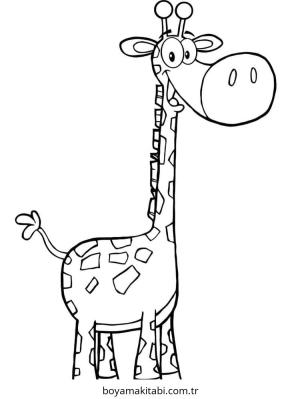 Zürafa boyama sayfası – PDF indir, sevimli karakter